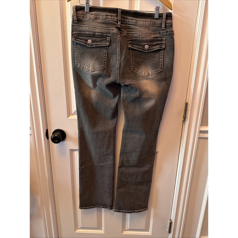 Flamingals Straight Leg Jeans Women 2XL Black NEW Distressed Mid-Rise 30.5 In - Picture 9 of 16